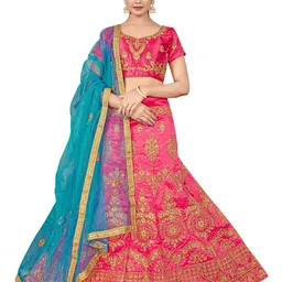 MANVAA Embroidered Semi-Stitched Lehenga & Unstitched Blouse With Dupatta-picture-19