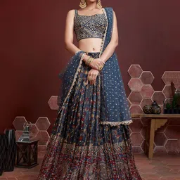 FABPIXEL Embroidered Semi-Stitched Lehenga & Unstitched Blouse With Dupatta-picture-25