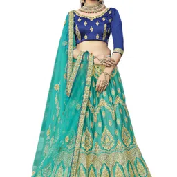 MANVAA Embroidered Thread Work Semi-Stitched Lehenga & Unstitched Blouse With Dupatta-picture-6