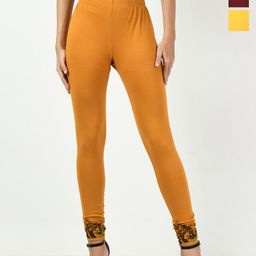 BAESD Pack Of 3 Bottom Printed Slim-Fit Cotton Lycra Churidar Length Leggings-picture-22
