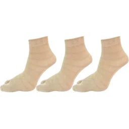 RC. ROYAL CLASS Women Pack of 3 Beige Cotton Ankle-Length Thumb Socks-11