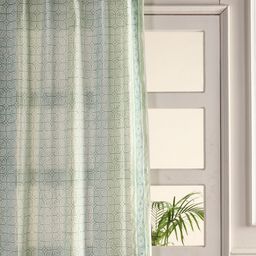 Peepul Tree Green & Blue Ethnic Motifs Cotton Sheer Window Curtain-25
