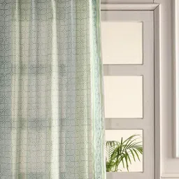 Peepul Tree Green & Blue Ethnic Motifs Cotton Sheer Window Curtain-image-29