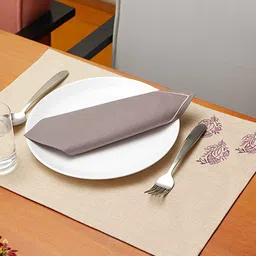 ZEBA Set Of 6 Beige Embroidered Dining Table Placemats-26