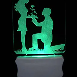 NMII Green & Red Printed Propose Couple Acrylic 3D Illusion Plug Night Lamp-17