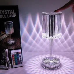Awestuffs Transparent Diamond Cut LED Crystal Touch Table Lamp-17