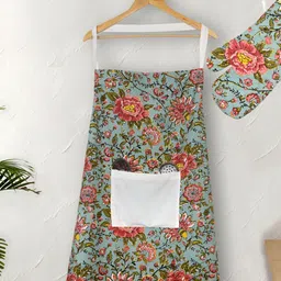 Texstylers Blue & Red 3 Pieces Printed Cotton Kitchen Linen Set-image-3