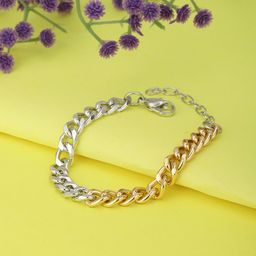 Carlton London Women Silver-Toned Gold-Plated Handcrafted Link Bracelet-image-57