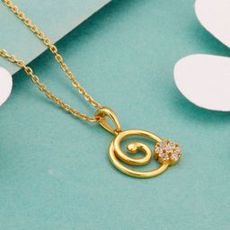 GIVA Gold-Plated CZ Studded 925 Sterling Silver Pendant With Link Chain-27