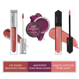 LOVE EARTH Set Of 3 Lip & Cheek Tint Multipot - 8g -Lip Gloss - 3ml-Liquid Lipstick - 6ml image 1