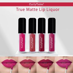 CurlyTales Set of 4 True Matte Vegan Long Lasting Liquid Lipstick with Vit E - 4 ml each-49
