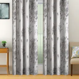 SWAYAM Grey & White Floral Black Out Long Door Curtain-image-48