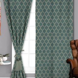Parda Sansar Green 2 Pieces Ethnic Motifs Room Darkening Long Door Curtains-image-82