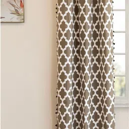 HOMEMONDE Grey & White Geometric Room Darkening Long Door Curtain-4