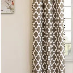 HOMEMONDE Grey & White Ethnic Motifs Room Darkening Long Door Curtain-19