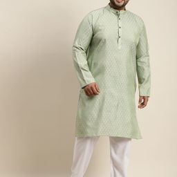 SOJANYA PLUS Men Green Jacquard Self Design Kurta with Pyjamas-picture-23