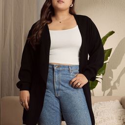 Berrylush Curve Women Plus Size Front-Open Longline Sweaters-9