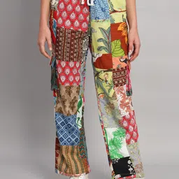 HANDICRAFT PALACE Women Floral Printed Relaxed Straight Leg Loose Fit Easy Wash Trousers-image-30