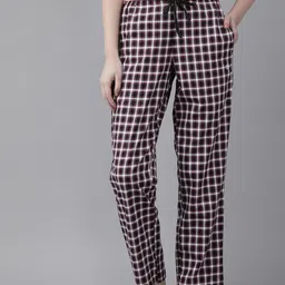 Van Heusen Women Checkered Functional Pocket Plush Back Elastic Waistband Lounge Pants-picture-29