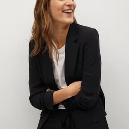 MANGO Women Black Solid Sustainable Single-Breasted Smart-Casual Blazer-image-88