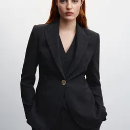 MANGO Single-Breasted Button Suit Blazer-image-57