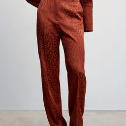 MANGO Women Satin Finish Polka Dot Print High-Rise Trousers-image-23