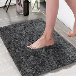 Aura Grey 1850 GSM Rectangular Microfiber Bath Rug-11