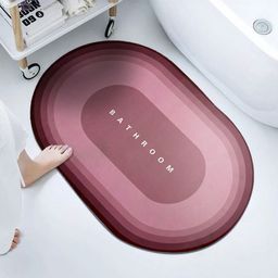 Cortina Pink & Brown Printed Anti Skid 400GSM Bath Mat-22