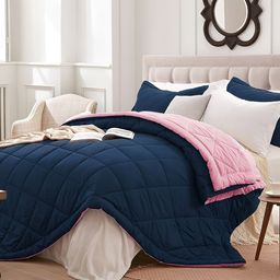 Aura Blue & Pink AC Room 150 GSM Double Bed Quilt-image-60