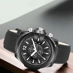 LORENZ Men Brass Dial & Leather Straps Analogue Watch MK-4014R-57