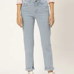 PARIS HAMILTON Women Blue Boyfriend Fit High-Rise Clean Look Stretchable Jeans-image-84