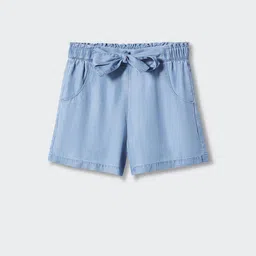 Mango Kids Girls Mid-Rise Straight Fit Sustainable Lyocell Shorts-12