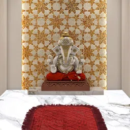 Kuber Industries Maroon Velvet Circle Print Anti-Skid Meditation Mat-image-85