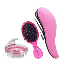 MAJESTIQUE Set of 3 Hair Brushes with Scalp Massager-11
