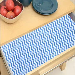Kuber Industries Blue & White 2 Pieces Zig Zag Designed EVA Shelf Liner-18