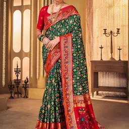 Anouk Ethnic Motifs Woven Design Zari Patola Saree-35
