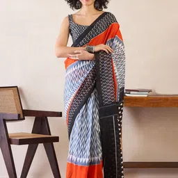 Saree mall  Pure Cotton Ready to Wear Ikat Sarees-image-75