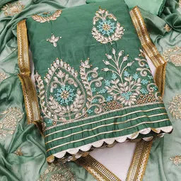 SHADOW & SAINING Ethnic Motifs Embroidered Beads & Stones Unstitched Dress Material-image-97
