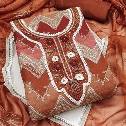 Peachmode Embroidered Organza Unstitched Dress Material-picture-47