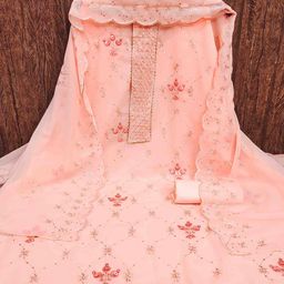 MANVAA Floral Embroidered Sequinned Silk Georgette Unstitched Dress Material-image-69
