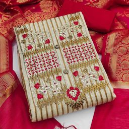 SHADOW & SAINING Embroidered Beaded Unstitched Dress Material-image-22