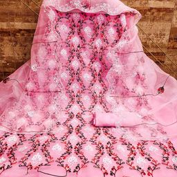 MANVAA Floral Embroidered Organza Unstitched Dress Material-image-43