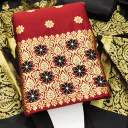 SHADOW & SAINING Floral Woven Design Zari Jacquard Unstitched Dress Material-picture-5