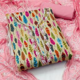 MANVAA Floral Embroidered Unstitched Dress Material-image-41