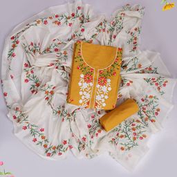 SALWAR STUDIO Embroidered Pure Cotton Unstitched Dress Material-picture-30