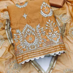 SHADOW & SAINING Ethnic Motifs Embroidered Zari Unstitched Dress Material-image-63