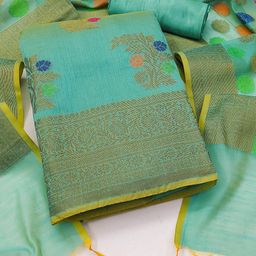 SHADOW & SAINING  Floral Woven Design Zari Unstitched Dress Material-image-68