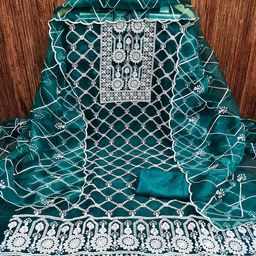 MANVAA Embroidered Organza Unstitched Dress Material-image-42
