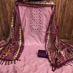 MANVAA Embroidered Sequinned Unstitched Dress Material-image-2