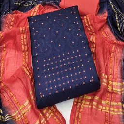 Lilots Geometric Embroidered Unstitched Dress Material-image-39